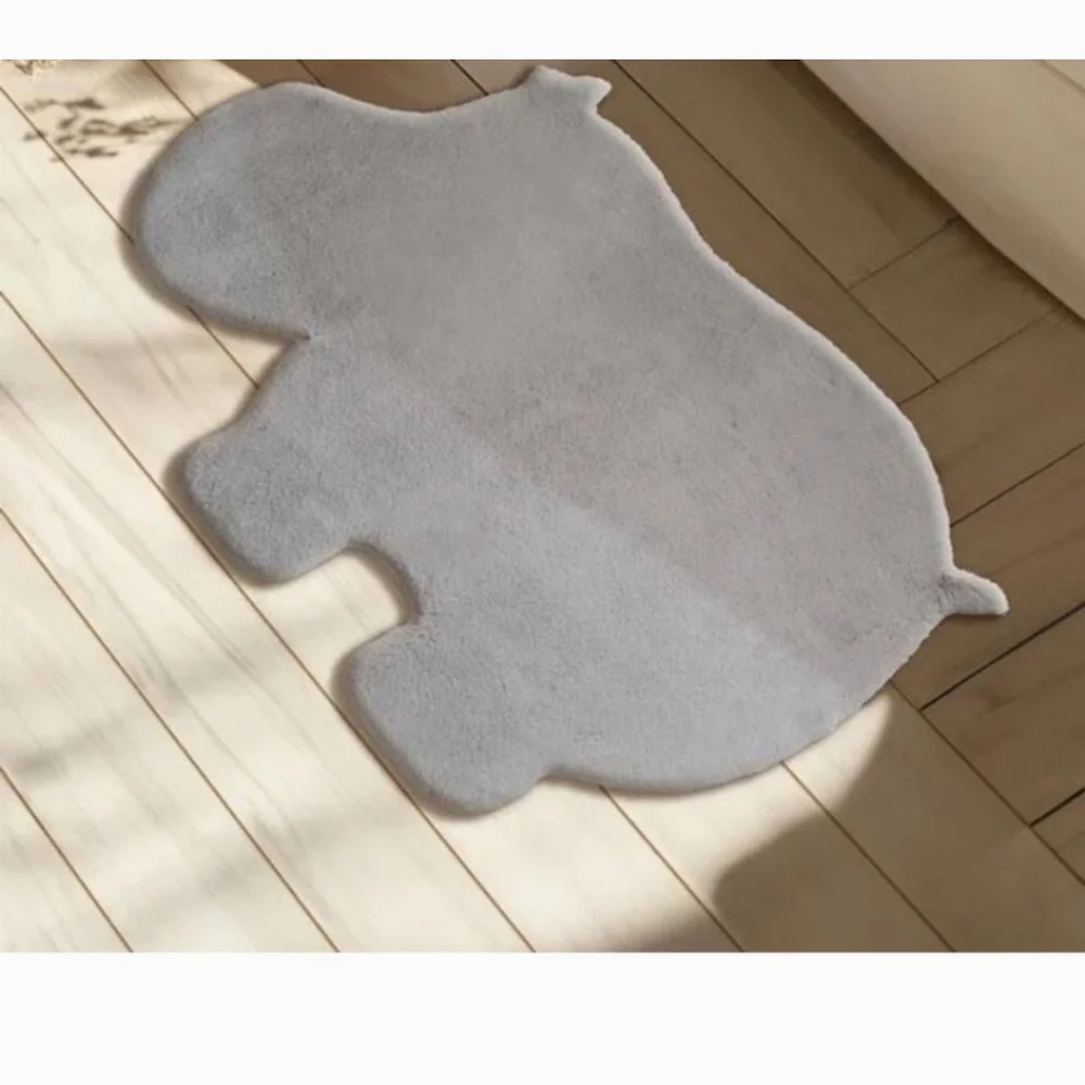 Mon Chateau Faux Fur Shaped Rug, hippo nwt